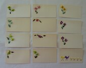 Vintage Lot of 13 Handmade Placecards - Floral and Embroidered Bird Pattern