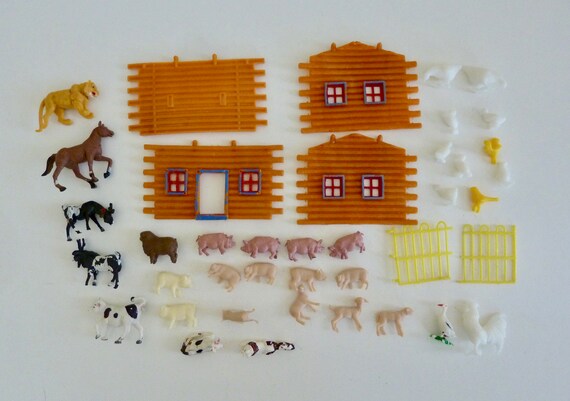 Vintage Miniatures Farm Animals Plastic Toys Horse Barn Etsy