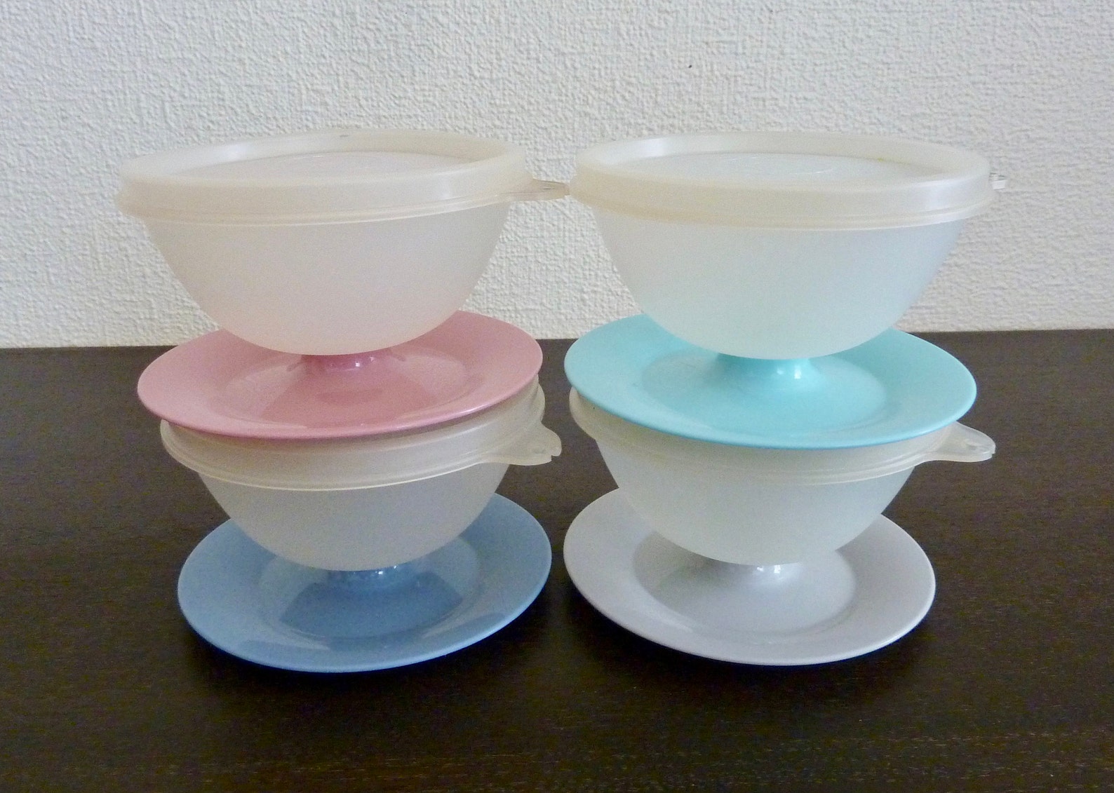 Vintage Lot of 4 Tupperware Pudding Berry Cups Clear Top Etsy
