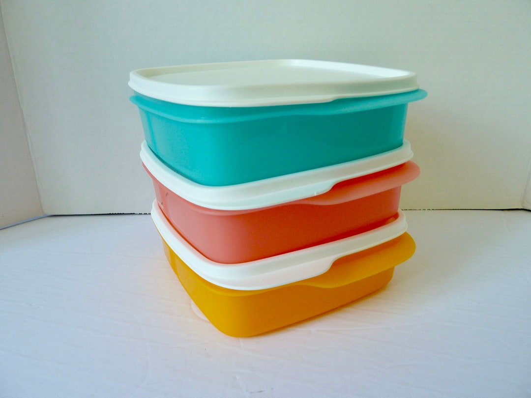 3 Vintage Stacking Tupperware Square Storage Containers for Etsy