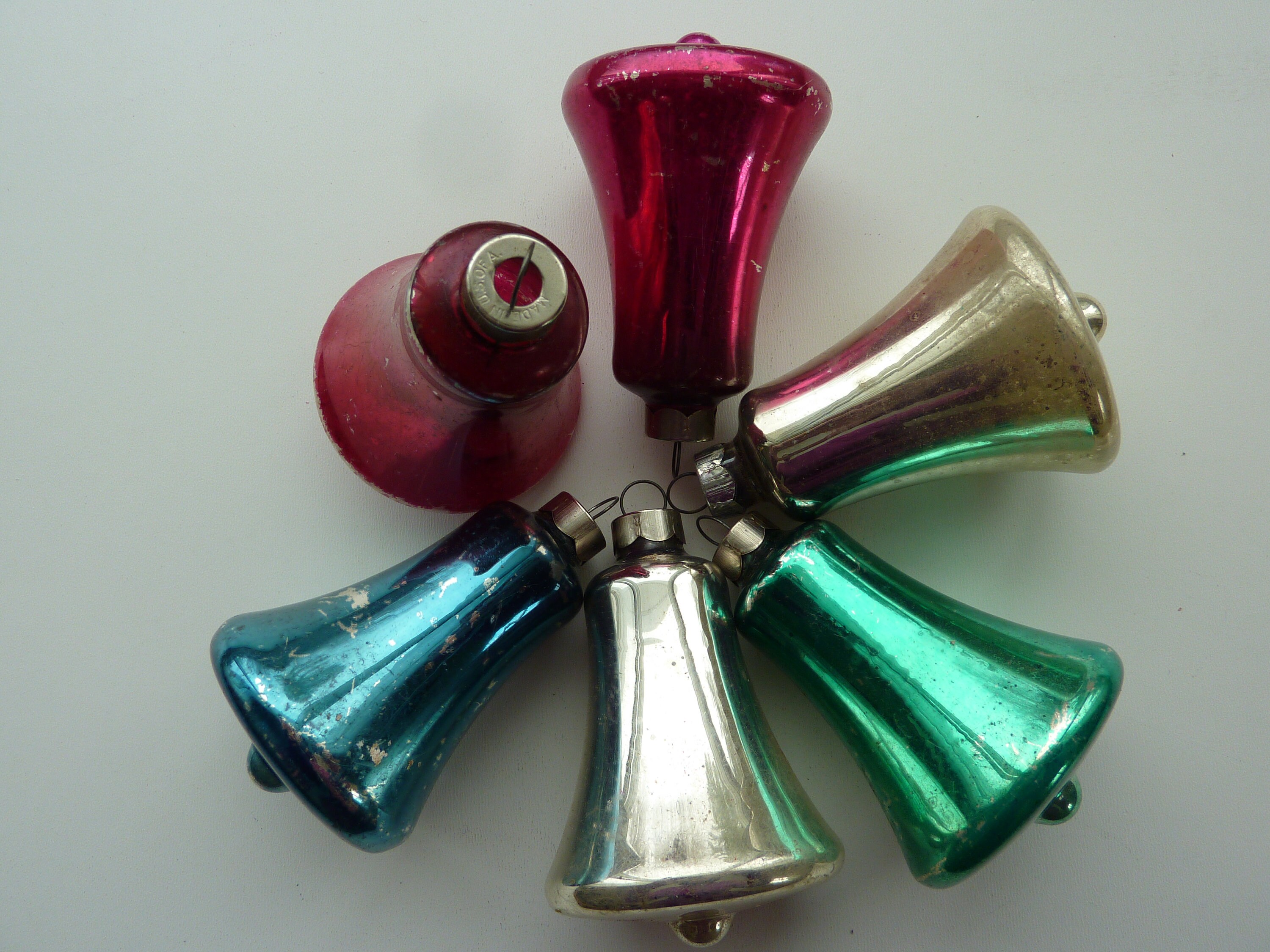Vintage Glass Bell Ornaments Made in USA Christmas Tree Etsy