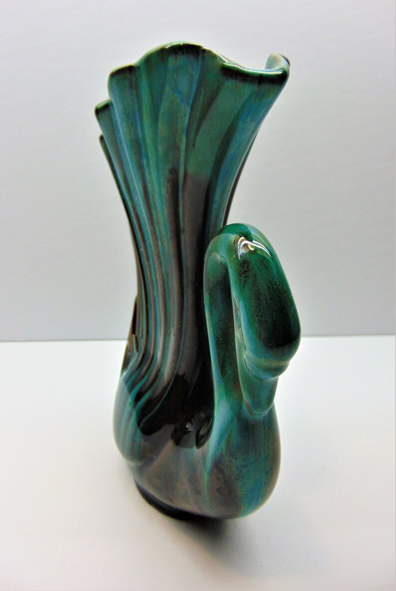 Vintage Blue Mountain Pottery Swan Vase Etsy