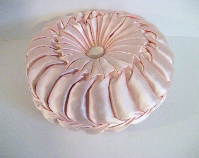 Pink Satin Round Pleated Pillow Etsy