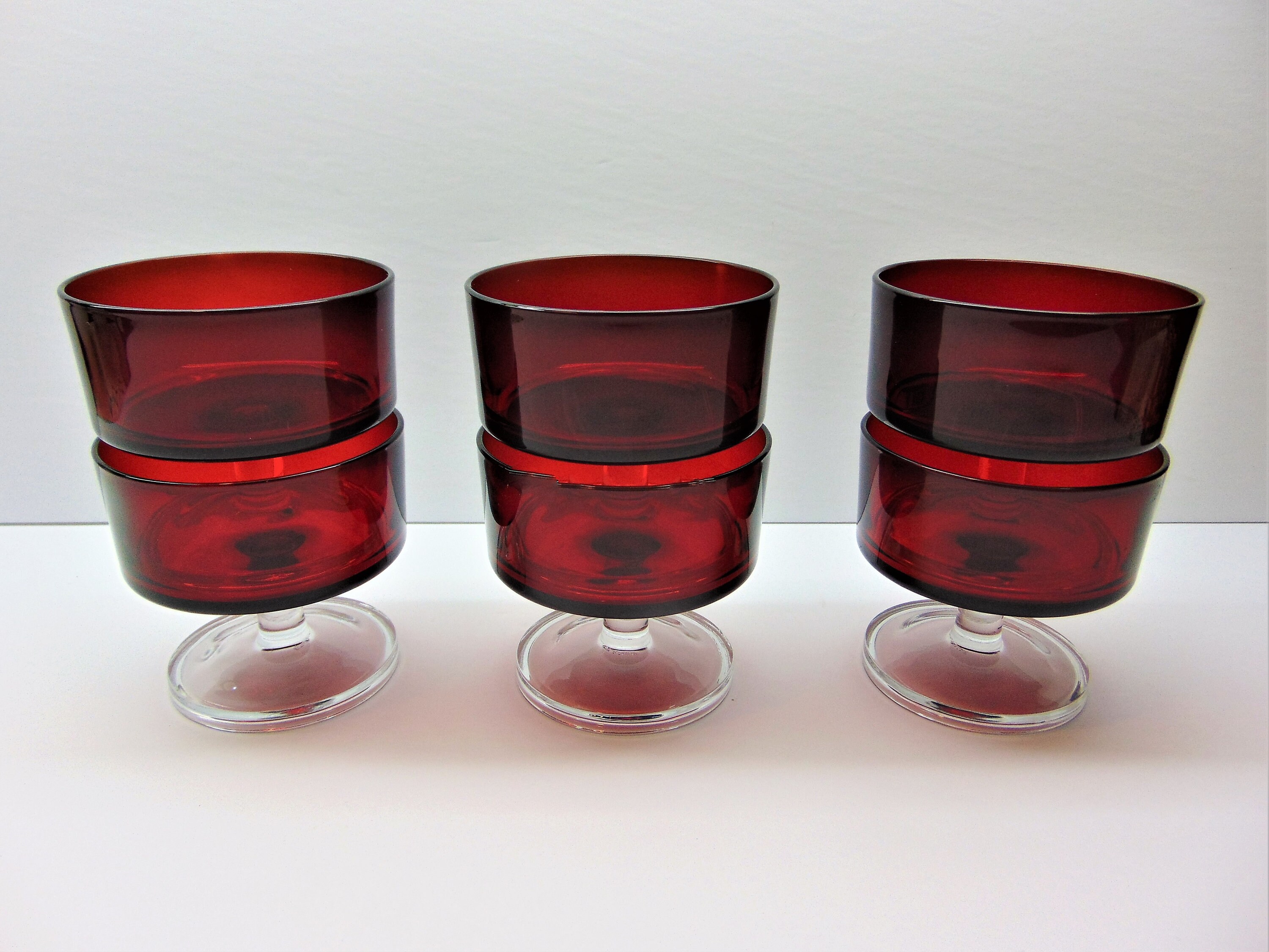Vintage Red Glass Dessert Bowls Etsy