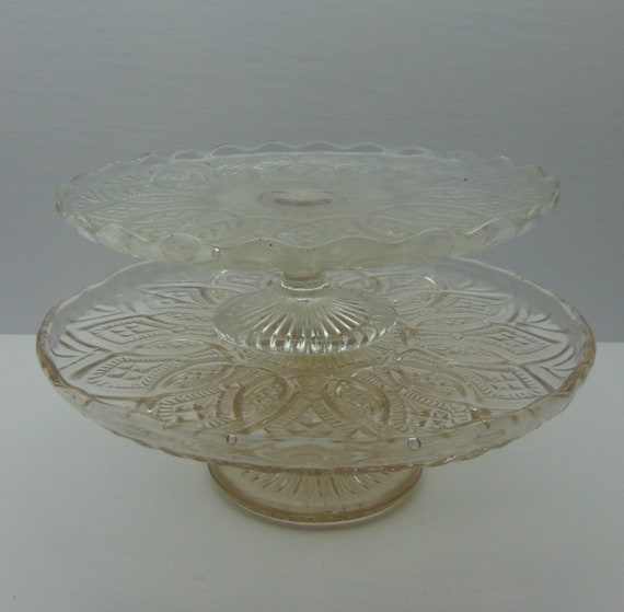Vintage Pedestal Dessert Plates Set Of 2 Cake Plates Etsy