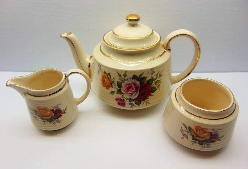 Vintage Sadler Tea Set Teapot Creamer Sugar Bowl Etsy