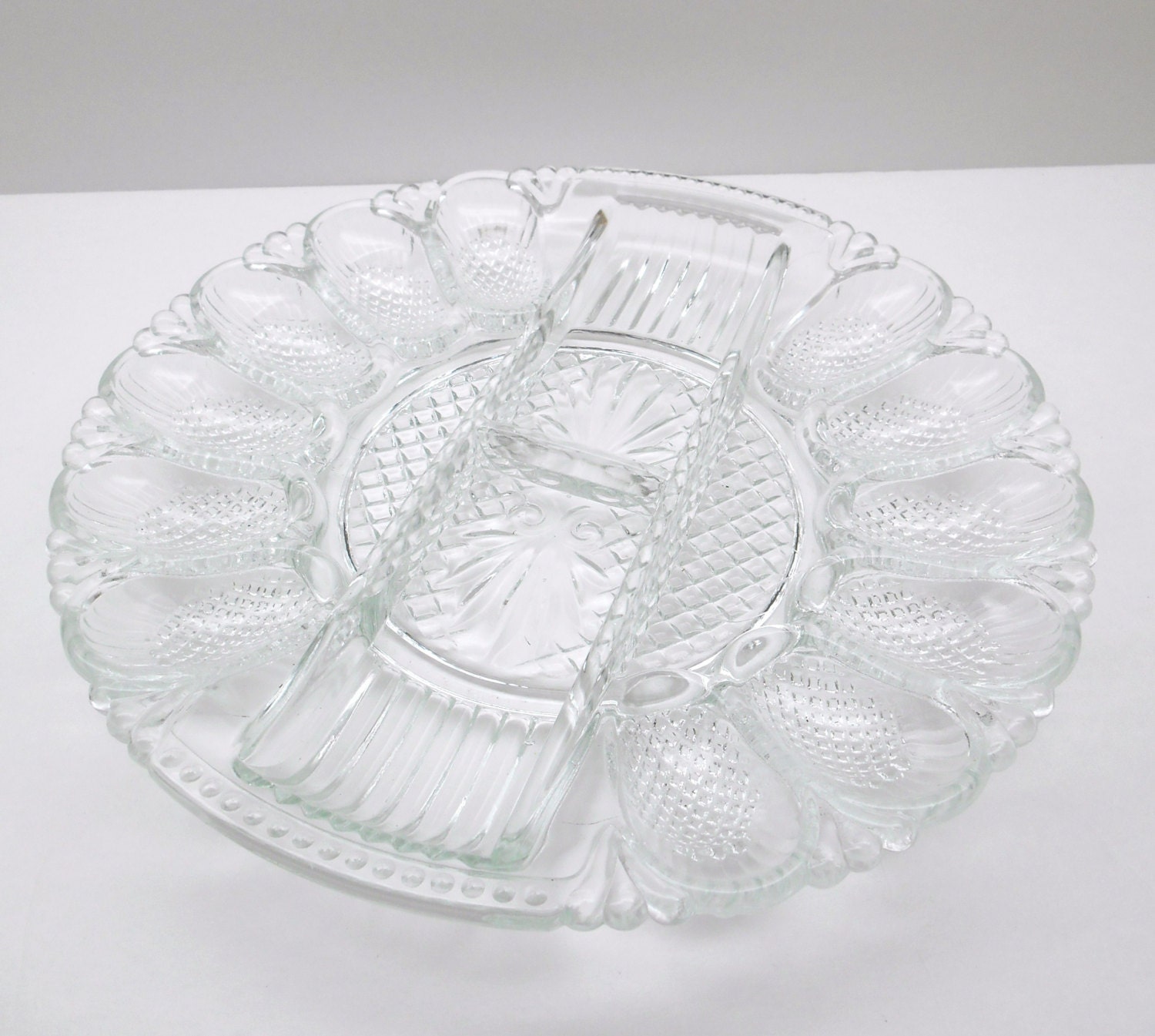 Vintage Glass Egg Platter Etsy