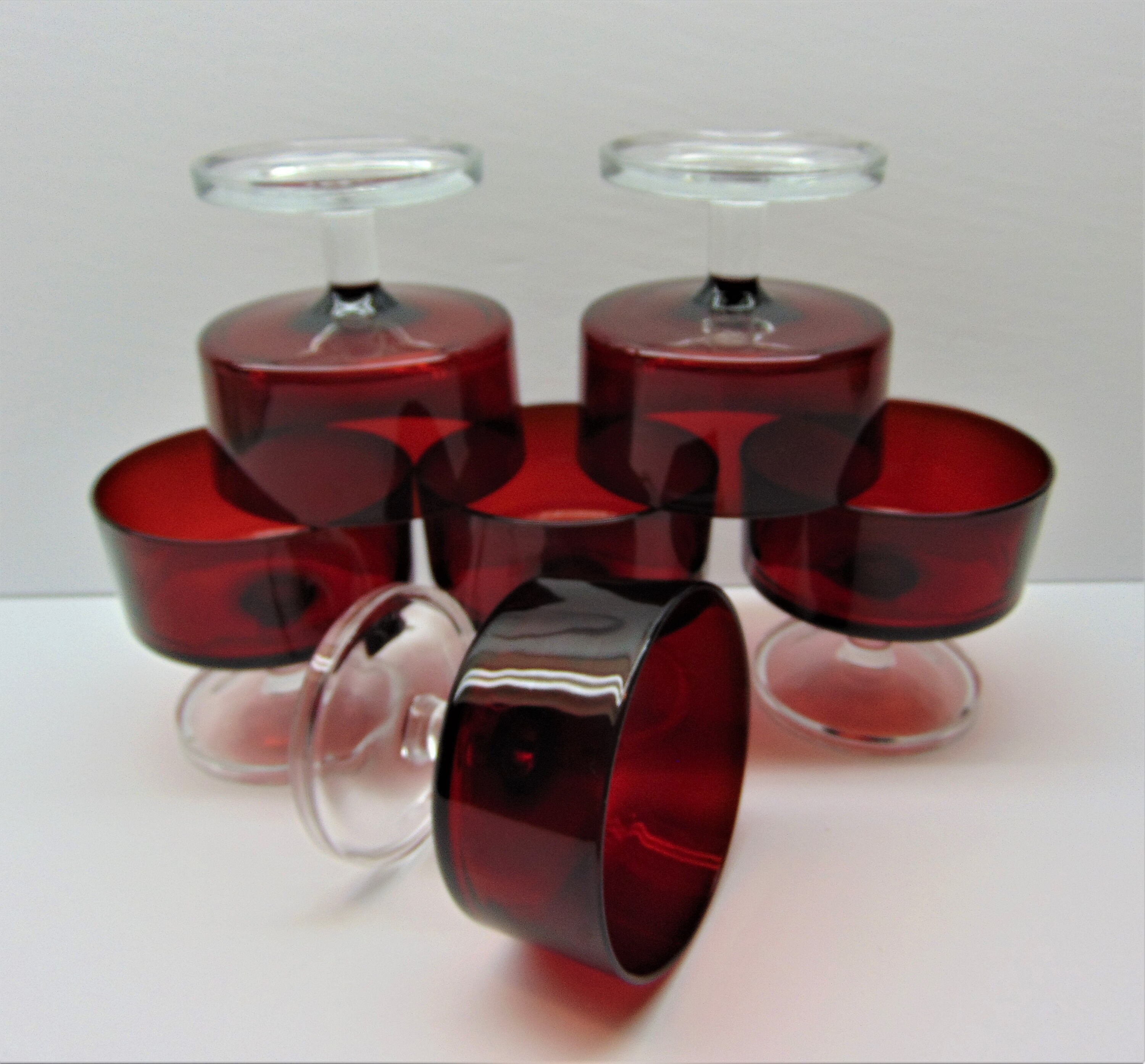Vintage Red Glass Dessert Bowls Etsy