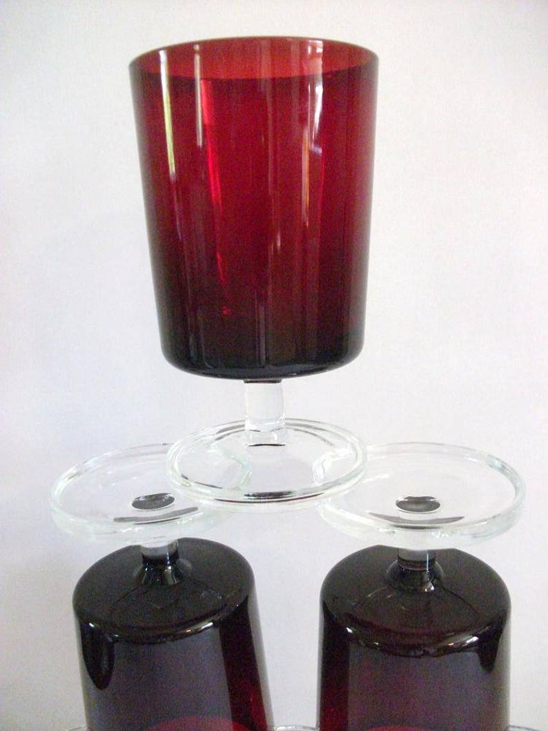Vintage Luminarc Red Drinking Glasses Etsy