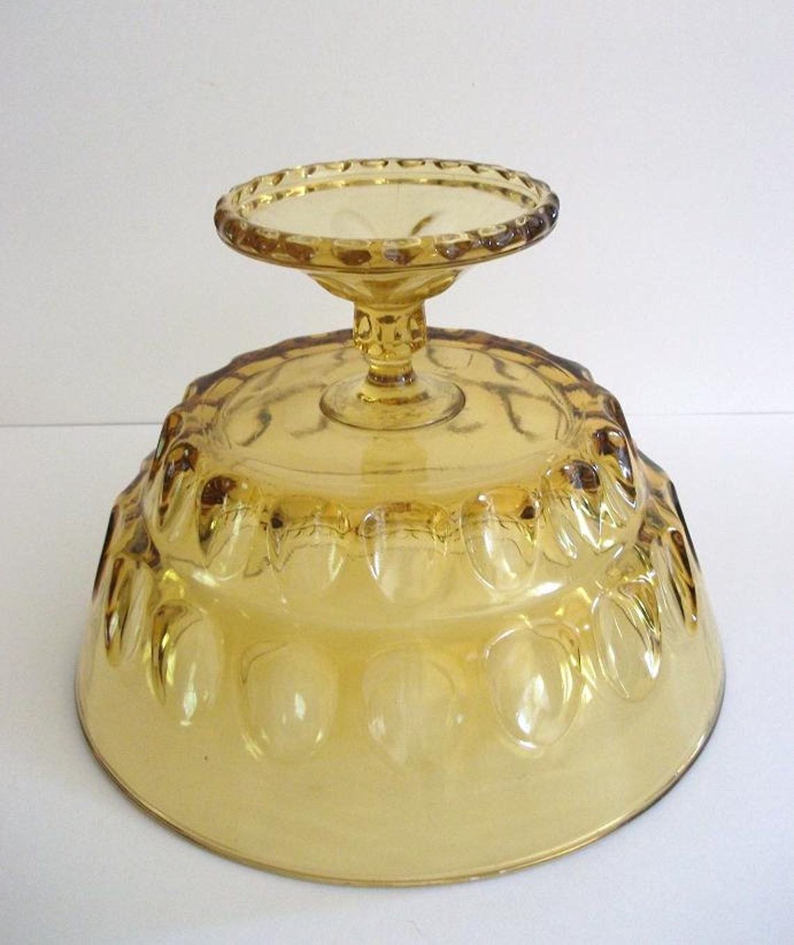 Vintage Gold Glass Pedestal Bowl Etsy