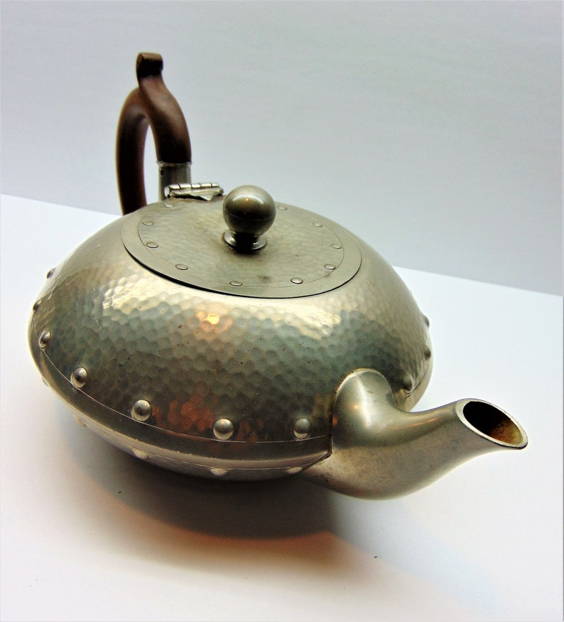 Vintage English Pewter Tea Set Hand Beaten Pewter Teapot Etsy