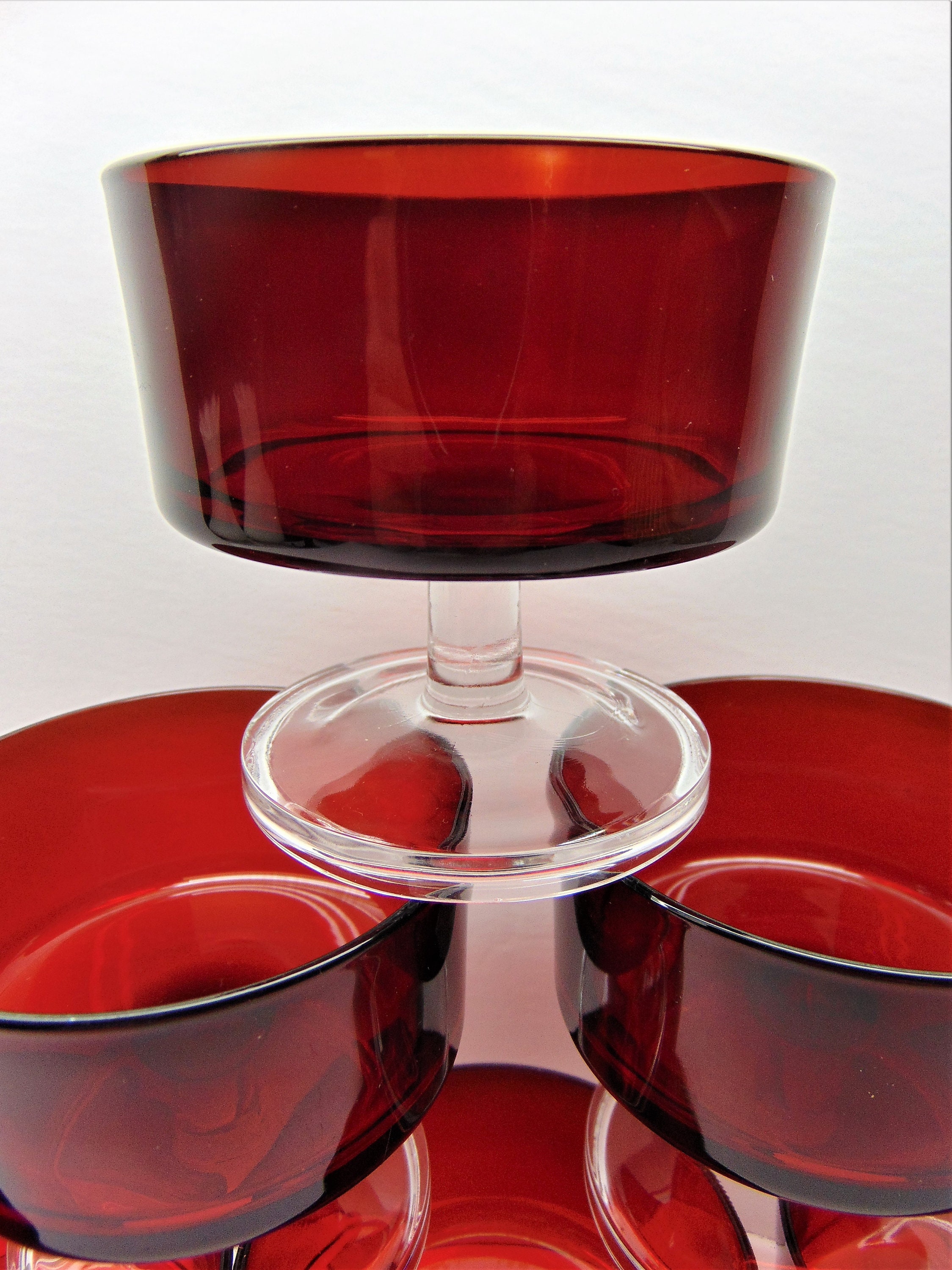 Vintage Red Glass Dessert Bowls Etsy