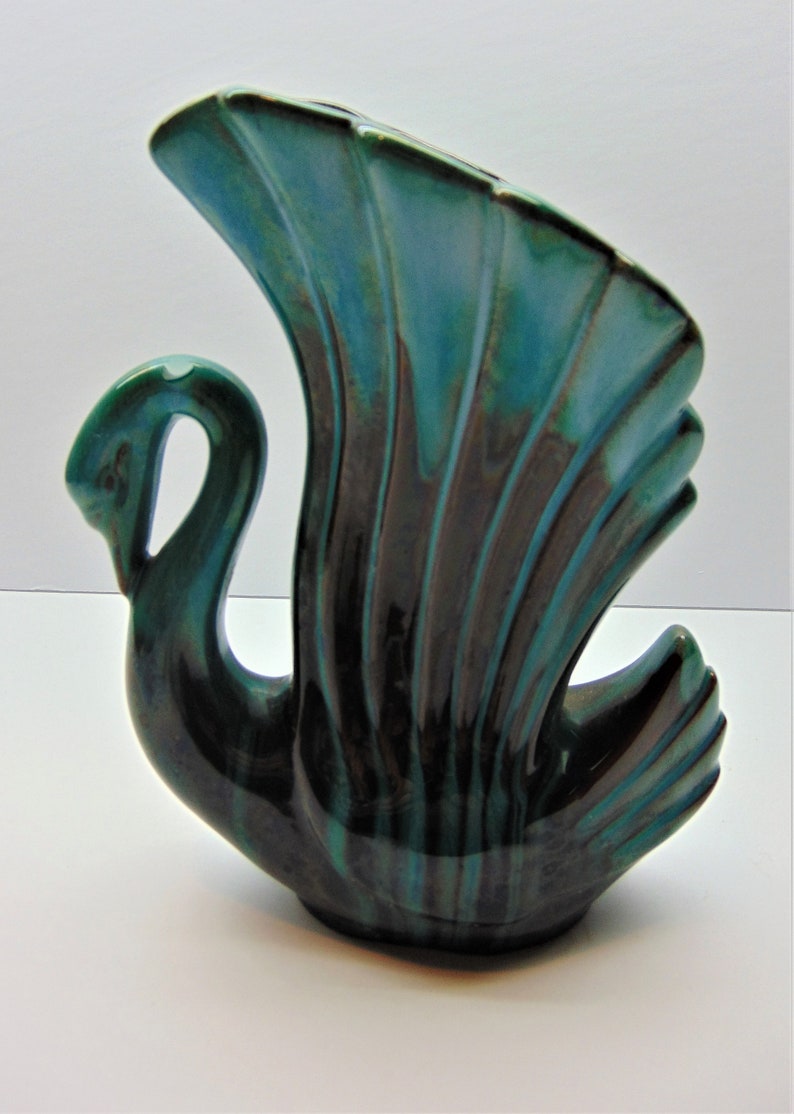 Vintage Blue Mountain Pottery Swan Vase Etsy