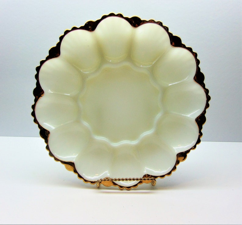 Vintage Milk Glass Egg Plate Etsy