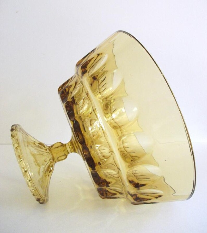 Vintage Gold Glass Pedestal Bowl Etsy