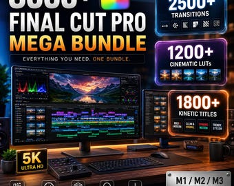Final Cut Pro Elements Mega Video Editing Bundle | FCPX Templates, Transitions, Cinematic Titles, Overlays & LUTs | Apple Motion Assets