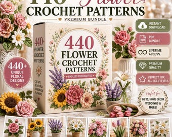 440+ Flower Crochet Patterns Bundle, Amigurumi Flower Collection, PDF Crochet Pattern Pack, Floral Bouquet Crochet, Instant Download PDF