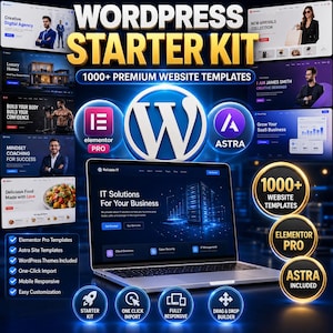 Paquete de plantillas de WordPress, kit de inicio para sitios web, Elementor y tema de WordPress, plantillas de sitio Astra