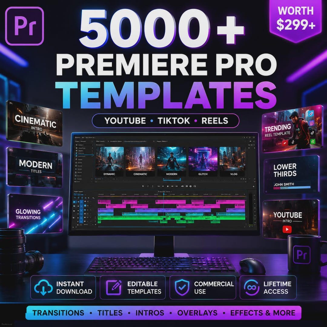 5000+ Adobe Premiere Pro Templates Mega Bundle | Video Editing Assets ...