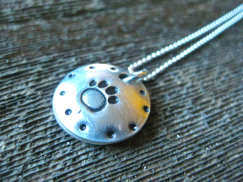 Dog Locket Necklace Sterling Dog Paw With Name Inside by | Etsy