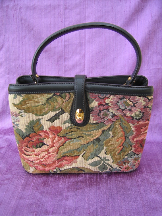 16. Cross needlepoint mid-century modern handbag - image 1