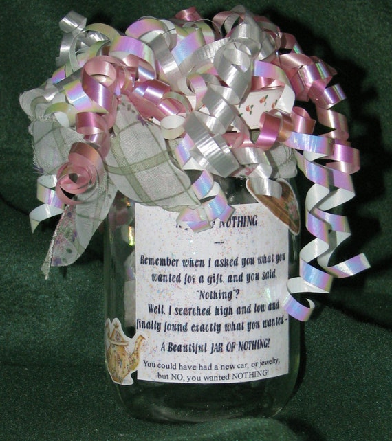 Items similar to Jar of Nothing Gag Gift someone who has everything or