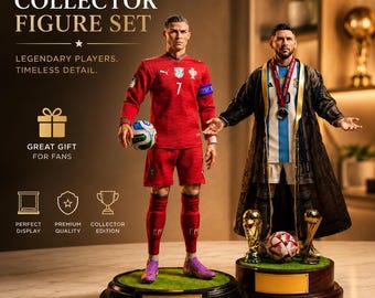 Soccer Legends Collectible Figurines | Football Fan Gift Display Statue | Sports Memorabilia Decor|Ronaldo Messi Inspired Desk Shelf Display