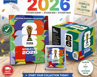 Pacote de Álbum de Figurinhas Panini da Copa do Mundo FIFA 2026 – Caixa Oficial de Coleção de Figurinhas de Futebol + Pacotes, Presente para Colecionadores de Futebol