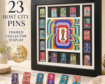 Marco para colección de pines de la Copa Mundial de la FIFA 2026 – Arte de pared para aficionados al fútbol, exhibición de insignias de metal esmaltado, regalo de recuerdos de fútbol, decoración de coleccionista
