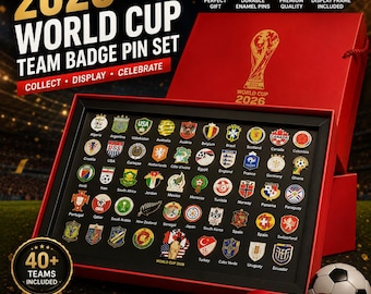 Colección de pines de la selección del Mundial 2026 / Caja de regalo para aficionados al fútbol / Decoración para pines esmaltados de coleccionista de fútbol