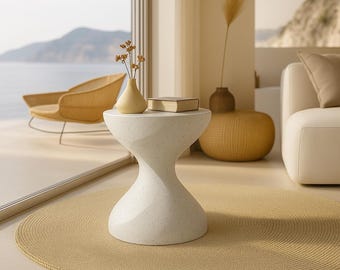 Sleek White Terrazzo Patio Table - Elegant Outdoor Statement Piece with Weatherproof Design