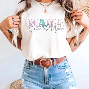 Mama Shirt mit Kindernamen personalisiert Geschenk Muttertag Geschenke für Mama Geburtstagsgeschenk
