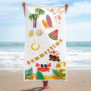 Handtuch Summertime Strandhandtuch Sommer Geschenk Urlaub Sommerurlaub Badehandtuch Valetins Geschenk