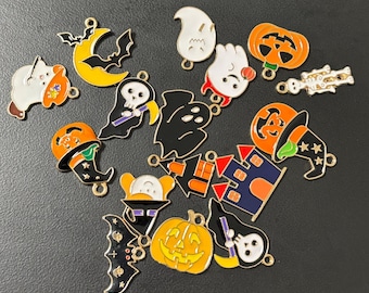 Metal Halloween Charm – Pumpkin, Ghost or Bat – 1 pc DIY Jewelry/Party Favor Craft Supply Group 2