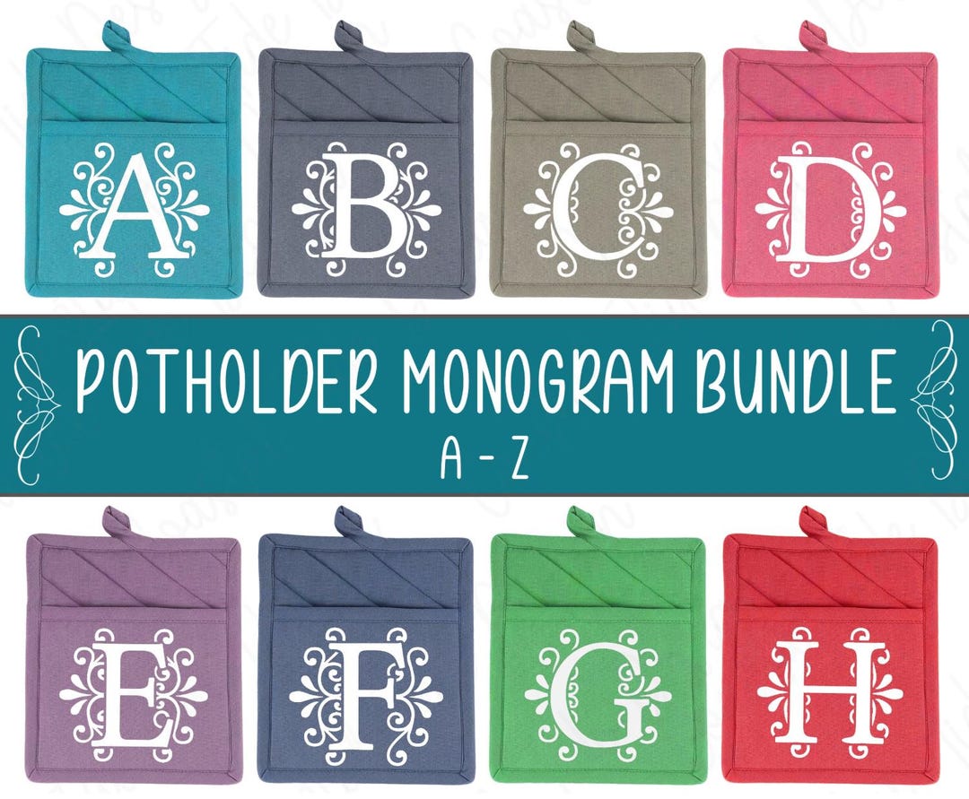 Monogram Vector Cut File Svg Dtf Png Bundle Pot Holder, Teacher Gift ...