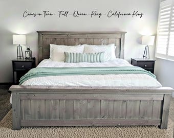 Easy DIY All Sizes Sturdy Wooden Bed Blueprint Design Plans Build Twin, Full, Queen, King, California King, PDF guide Instructions File