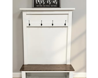 Easy DIY 4x6 Sturdy Hall Tree Bench Blueprint Build Plans: Mudroom Storage Organizer, Coat Rack, Wooden PDF Digital Download Pattern Guide