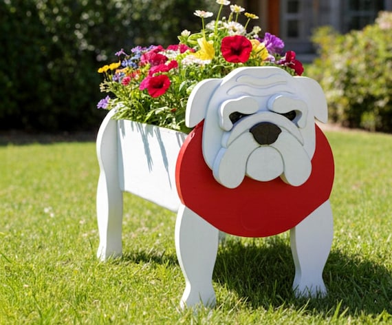 DIY XL 2' Bulldog Wooden Planter Box Pattern Blueprint Design Plans Build Garden Flower Pot Porch Patio Digital download pet Svg Pdf DXF Png