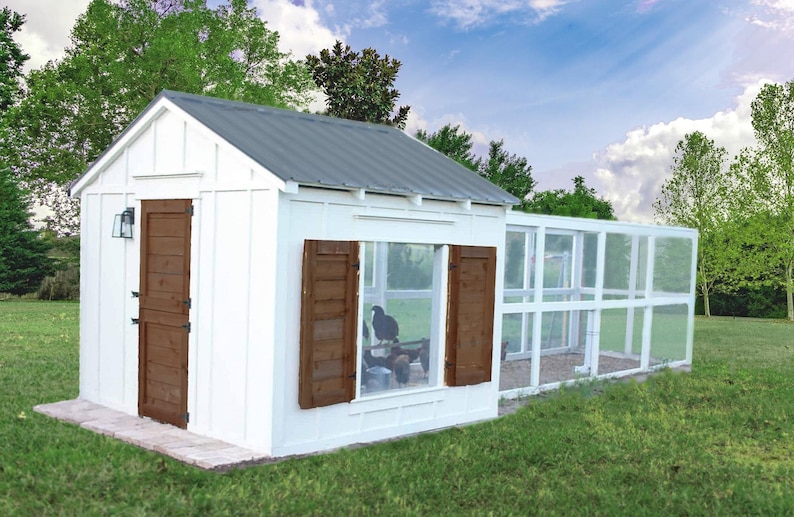 Safe 8 Ft Chicken Coop & 16 Ft Run DIY PDF Blueprints Pattern Design ...