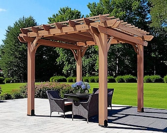 Einfache DIY robuste 12x30 Holzpergola Blueprint Pattern Plans Build, Qualitätsdesign, schöne Zeder! Gebrauchsanweisung digitaler Download PDF