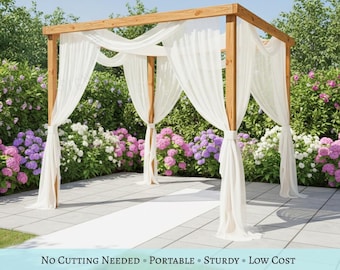 Easy DIY 8x8 ft No-cuts, Portable, Wedding Wooden Arch Arbor Canopy Pergola Chuppah Mandap Blueprint Build Plans, Sturdy, guide square PDF
