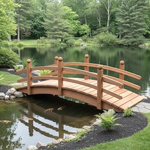 Łatwy w wykonaniu projekt drewnianego mostu łukowego o wymiarach 10 x 4 stopy (do ogrodu, na wesele, nad staw, nad jezioro), przewodnik w formacie PDF do pobrania w wersji cyfrowej