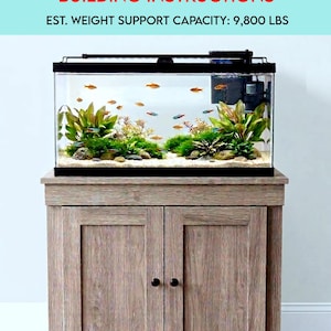 Planos de diseño y construcción de un criadero de acuario de madera resistente de 40 galones, fáciles de hacer, para acuarios pesados de peces, reptiles y televisores, instrucciones en PDF.