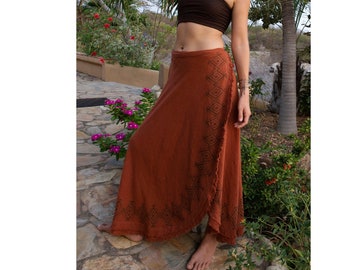 B-goods - long wrap skirt, gypsy skirt, festival clothing, earthy wrap skirt