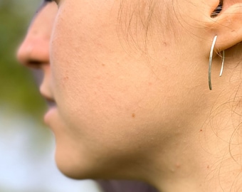 thin hoop earrings silver, 925 real silver earrings, minimal jewelry