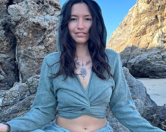 Boho Wickel Top mit Kapuze