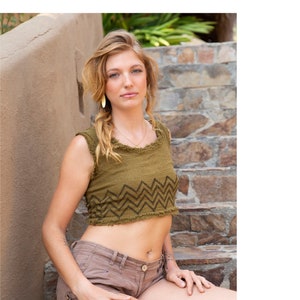 natural crop top, festival top blockprint, hippy top, pixie top