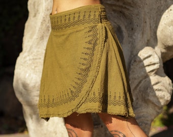 Short Wrap Skirt Raw Cotton