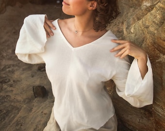 Top bohemio con mangas acampanadas, top kimono, top de hada