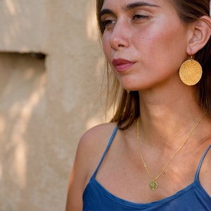 round earrings golden, brass earrings, earring gold, large earrings